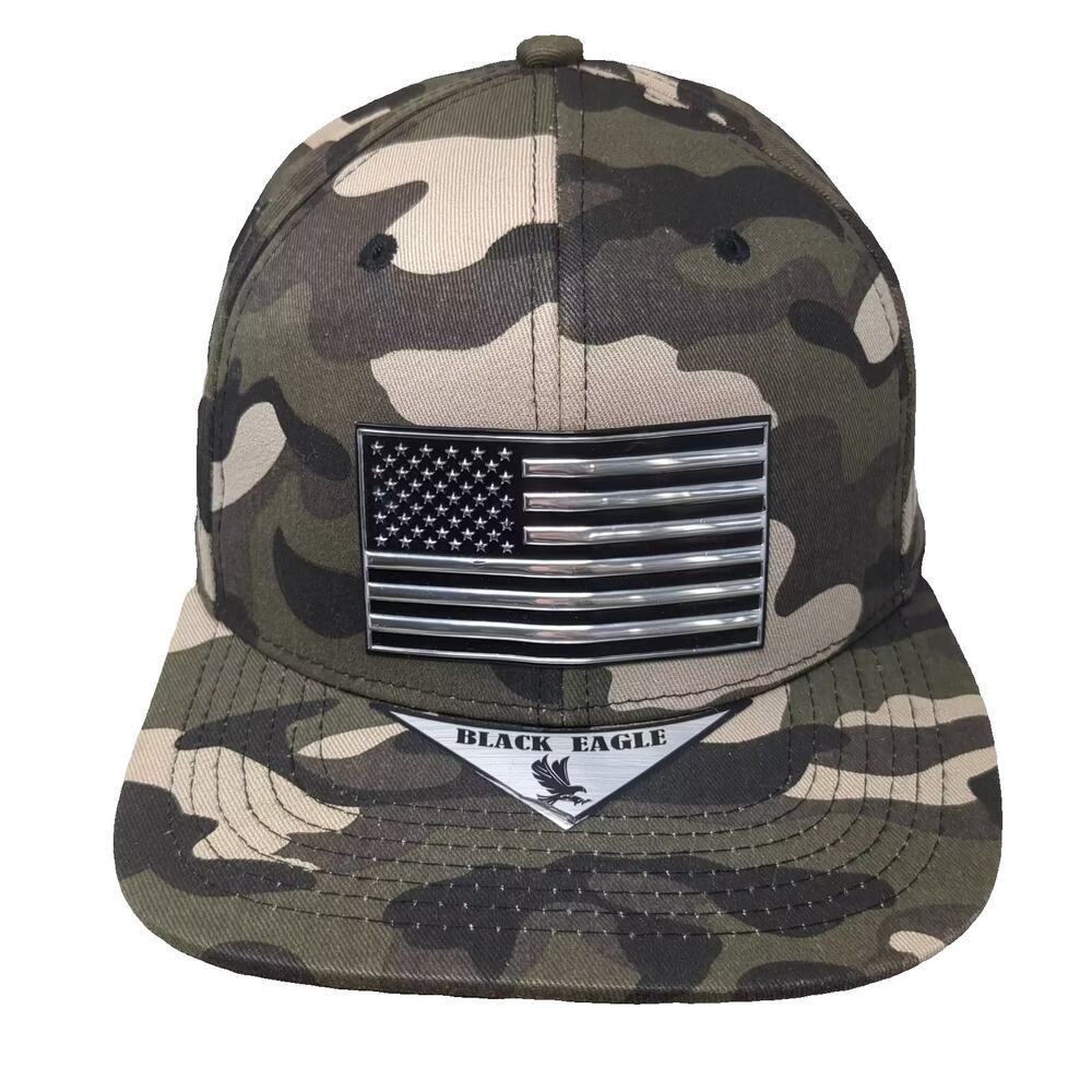 Black Eagle Snapback Hat Green Black Camo American Flag Flat Brim OS Adjustable